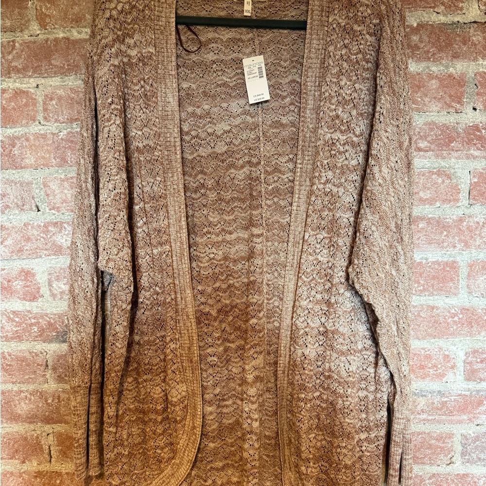 Maurices Taupe Lace Knit Cardigan